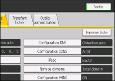 Illustration de l'écran du panneau de commande