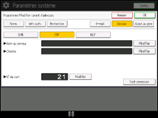 Illustration de l'écran du panneau de commande