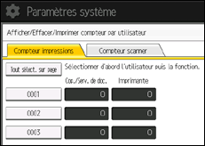 Illustration de l'écran du panneau de commande