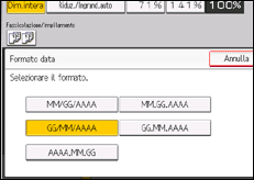Illustrazione della schermata sul pannello di controllo