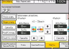 Illustrazione della schermata sul pannello di controllo
