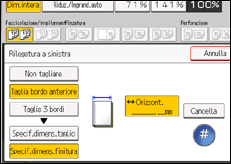 Illustrazione della schermata sul pannello di controllo