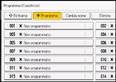 Illustrazione della schermata sul pannello di controllo