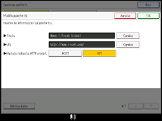 Illustrazione della schermata sul pannello di controllo