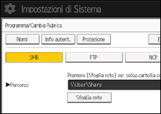 Illustrazione della schermata sul pannello di controllo