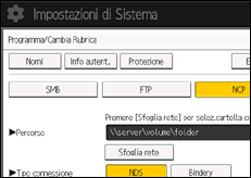 Illustrazione della schermata sul pannello di controllo