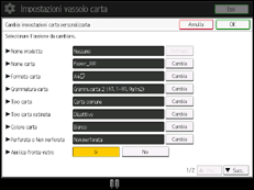 Illustrazione della schermata sul pannello di controllo