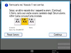 Illustrazione della schermata sul pannello di controllo
