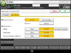 Illustrazione della schermata sul pannello di controllo