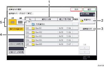 操作面板畫面編號標註說明圖