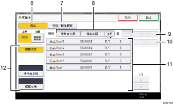 操作面板畫面編號標註說明圖