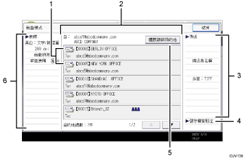 操作面板畫面編號標註說明圖