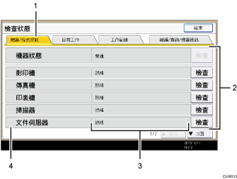 操作面板畫面編號標註說明圖