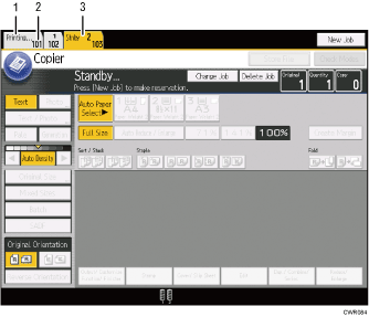 Operation panel screen illustration numbered callout illustration
