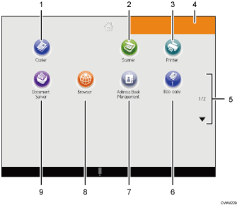 Operation panel screen illustration numbered callout illustration