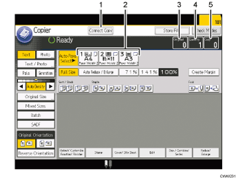 Operation panel screen illustration numbered callout illustration