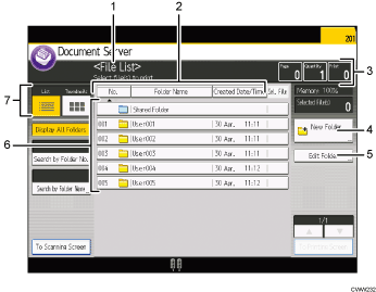 Operation panel screen illustration numbered callout illustration