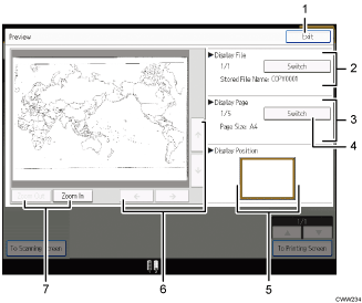 Operation panel screen illustration numbered callout illustration