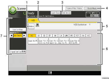 Operation panel screen illustration numbered callout illustration