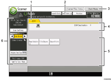 Operation panel screen illustration numbered callout illustration