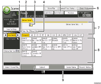 Operation panel screen illustration numbered callout illustration