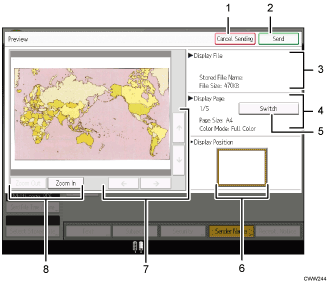Operation panel screen illustration numbered callout illustration
