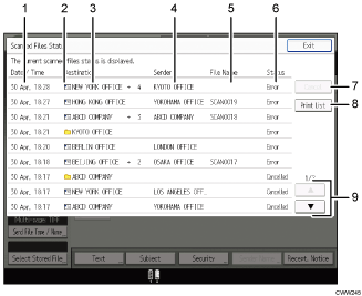 Operation panel screen illustration numbered callout illustration