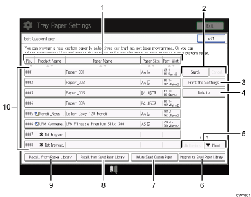 Operation panel screen illustration numbered callout illustration