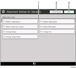 Operation panel screen illustration numbered callout illustration