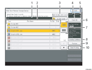 Operation panel screen illustration numbered callout illustration