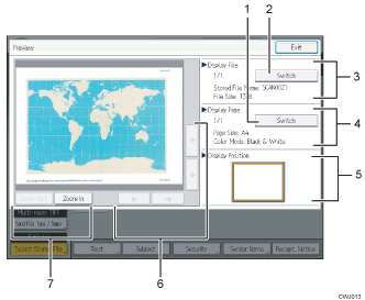 Operation panel screen illustration numbered callout illustration