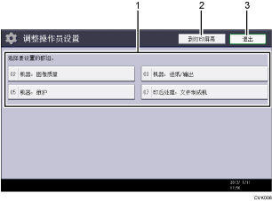 已编号的操作面板屏幕插图