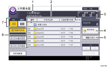 已编号的操作面板屏幕插图