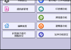 操作面板畫面說明圖