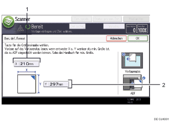 Nummerierte Abbildung Bedienfeld-Display