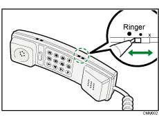Ilustración del ajuste del volumen de llamada del auricular