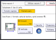 Illustrazione della schermata sul pannello di controllo