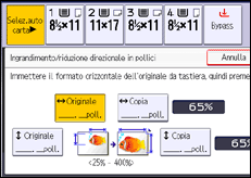 Illustrazione della schermata sul pannello di controllo