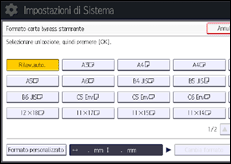 Illustrazione della schermata sul pannello di controllo