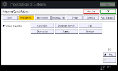 Illustrazione della schermata sul pannello di controllo