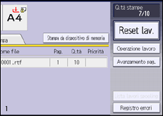 Illustrazione della schermata sul pannello di controllo