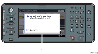 Illustrazione numerata schermata pannello di controllo