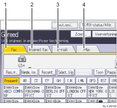 Genummerde afbeelding van het scherm van het bedieningspaneel