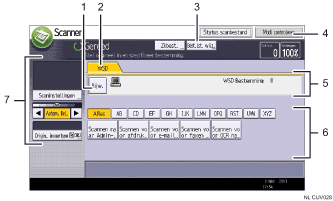 Genummerde afbeelding van het scherm van het bedieningspaneel