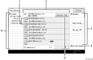 Genummerde afbeelding van het scherm van het bedieningspaneel