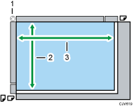 Illustration of maximum scan area of the exposure glass numbered callout illustration