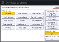 Ilustração da tela do painel de operação