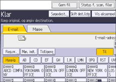 Illustration af skærmbilledet på betjeningspanelet