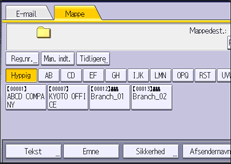 Illustration af skærmbilledet på betjeningspanelet