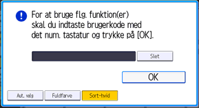 Illustration af skærmbilledet på betjeningspanelet